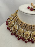 Bridal Pink & Blue Pachi Kundan Necklace Set