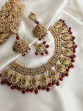 Bridal Pink & Blue Pachi Kundan Necklace Set