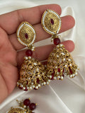 Bridal Pink & Blue Pachi Kundan Necklace Set