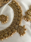 Bridal Pearl Antique Gold Necklace Set