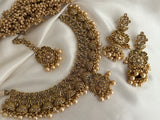 Bridal Pearl Antique Gold Necklace Set