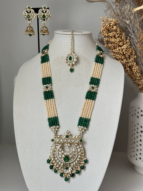 Green & Pearl Kundan Rani Haar