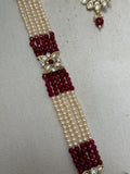 Maroon & Pearl Kundan Rani Haar