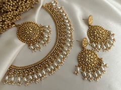 Gold Imitation Peal Necklace Set