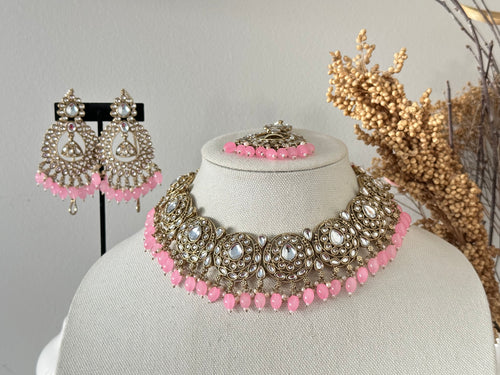 Pink Kundan Choker Set