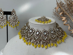 Yellow Kundan Choker Set