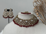 Maroon Kundan Choker Set