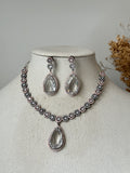 White American Diamond Necklace Set