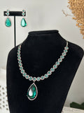 Aqua Green American Diamond Necklace Set