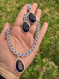 Purple American Diamond Necklace Set