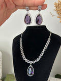 Purple American Diamond Necklace Set