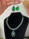 Green American Diamond Necklace Set