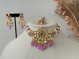 Purple Kundan Choker Set