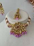 Purple Kundan Choker Set