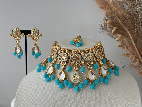 Turquoise Uncut Kundan Choker Set