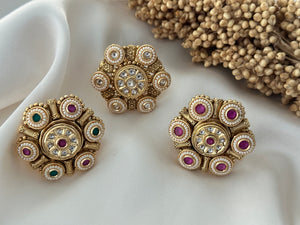 Bridal Pachi Kundan Adjustable Ring