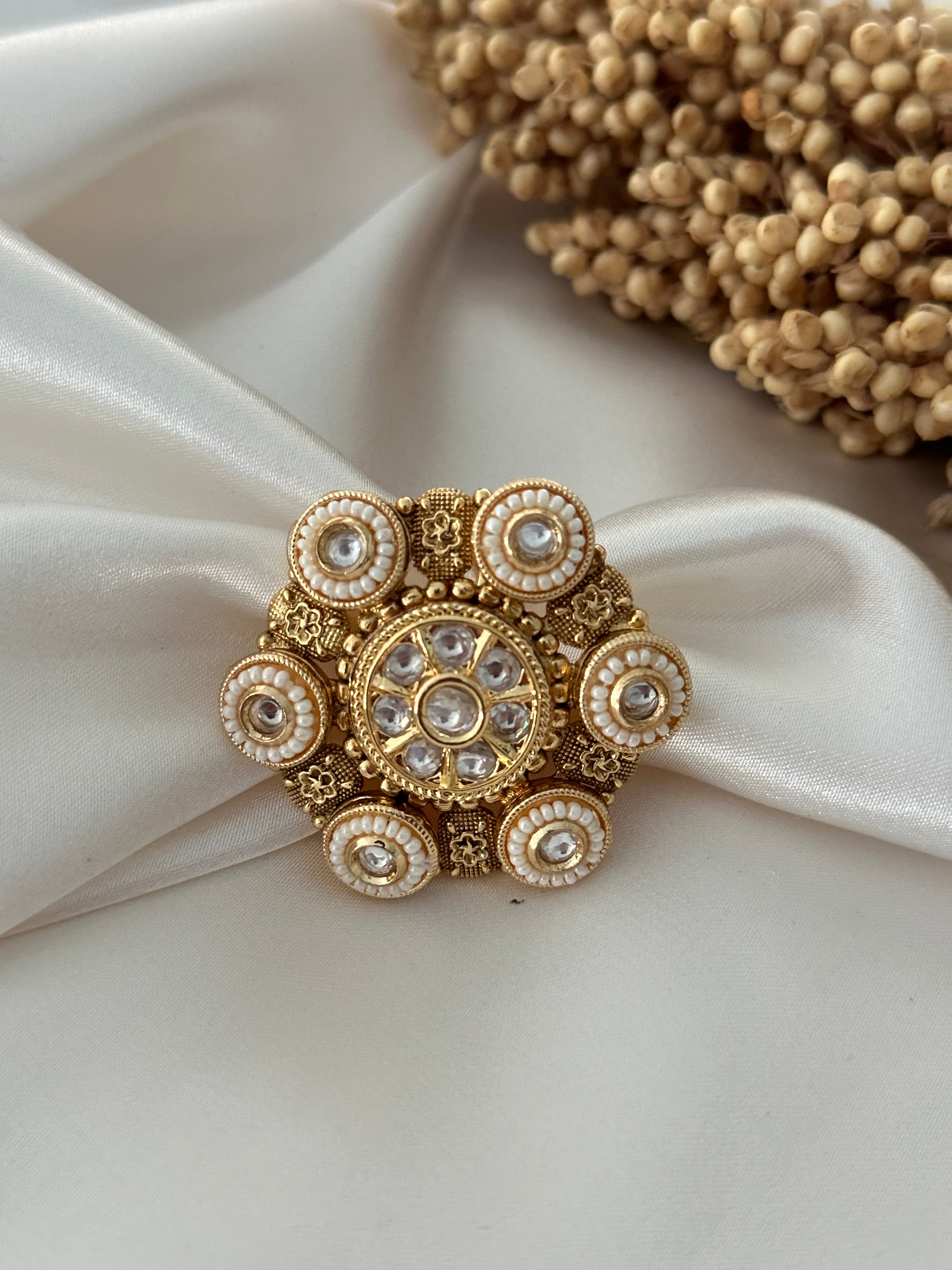 Bridal Ring Collection – Elegant Kundan & Pearl Rings