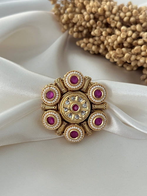 Bridal Pachi Kundan Adjustable Ring