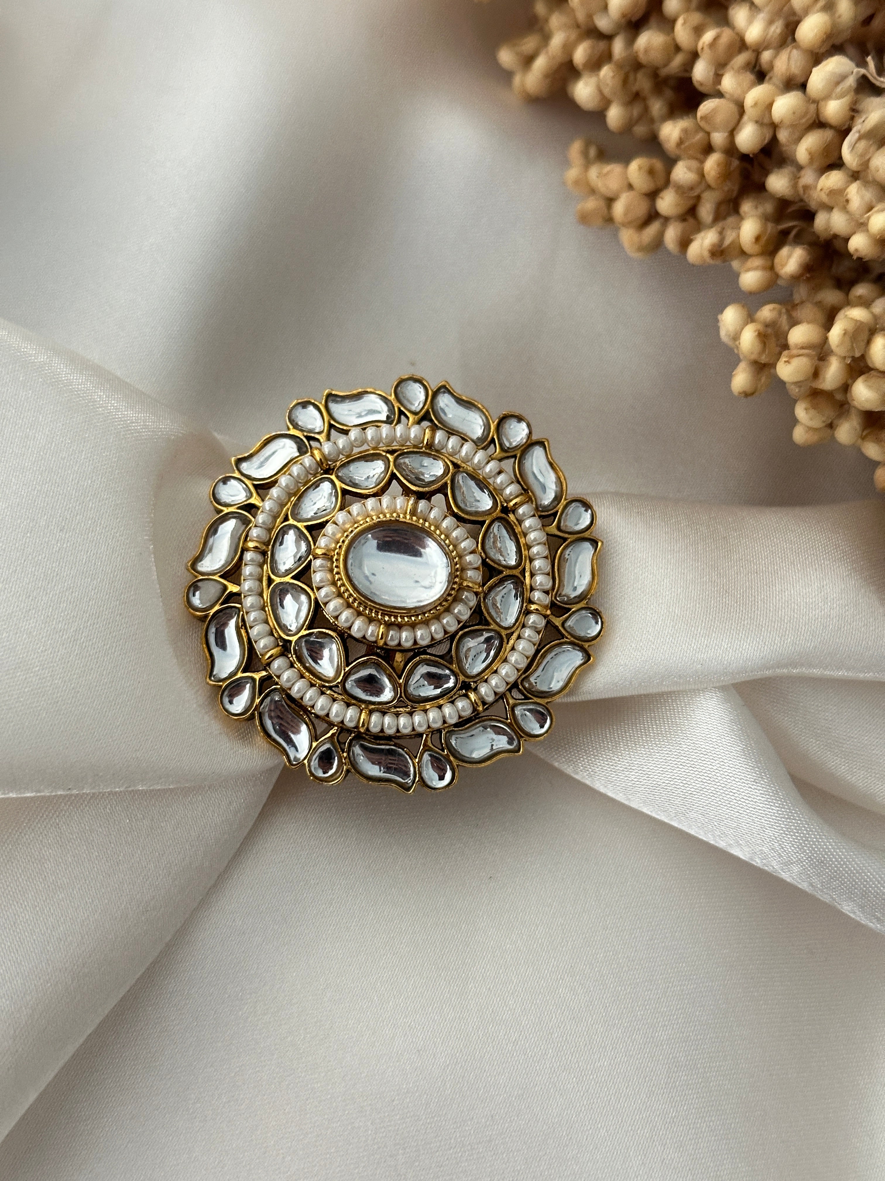 Bridal Ring Collection – Elegant Kundan & Pearl Rings