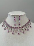 Ruby Pink American Diamond Necklace Set