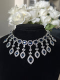 Navy Blue American Diamond Necklace Set