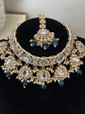 Teal Blue Uncut Kundan Choker Set