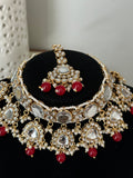 Red Uncut Kundan Choker Set