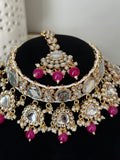 Hot Pink Uncut Kundan Choker Set