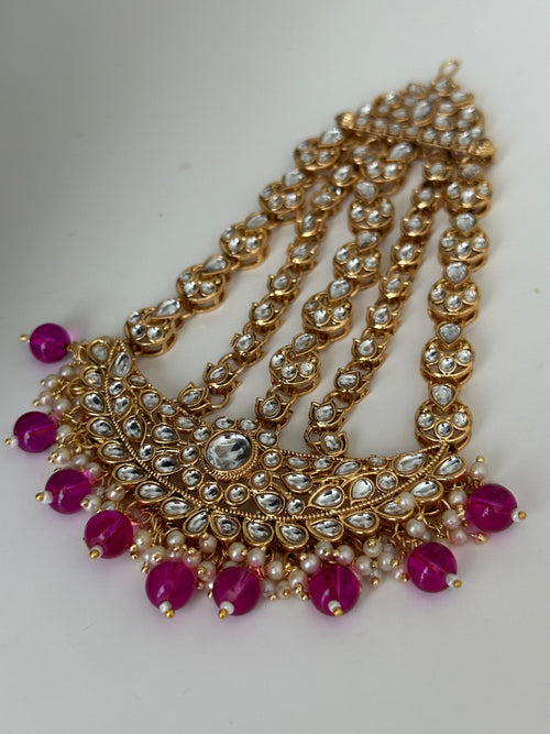 Purple Uncut Kundan Choker Set