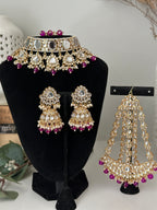 Purple Uncut Kundan Choker Set