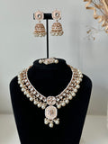 Rose Gold Pearl Kundan Necklace Set