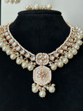 Rose Gold Pearl Kundan Necklace Set