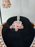 Rose Gold Pink Kundan Necklace Set