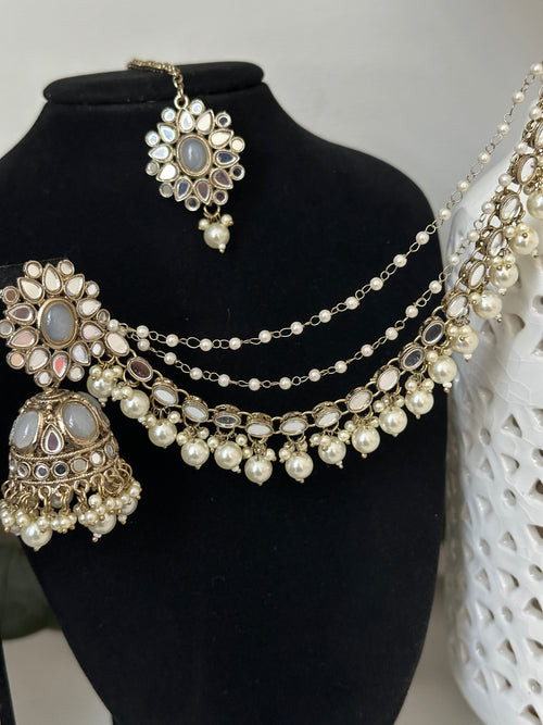 Mirror Bahubali Jhumka Set