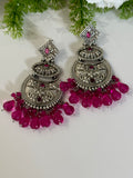 Hot Pink Oxidized Earrings