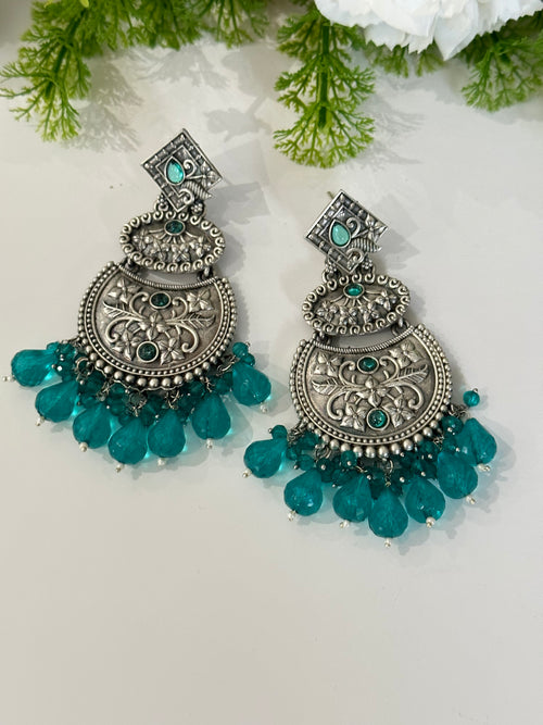 Aqua Green Oxidized Earrings