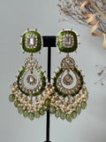 Mint Green Meena Kundan Earrings