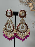 Purple Meena Kundan Earrings