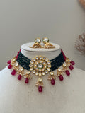 Red and Green Kundan Choker Set