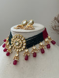 Red and Green Kundan Choker Set