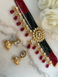 Red and Green Kundan Choker Set