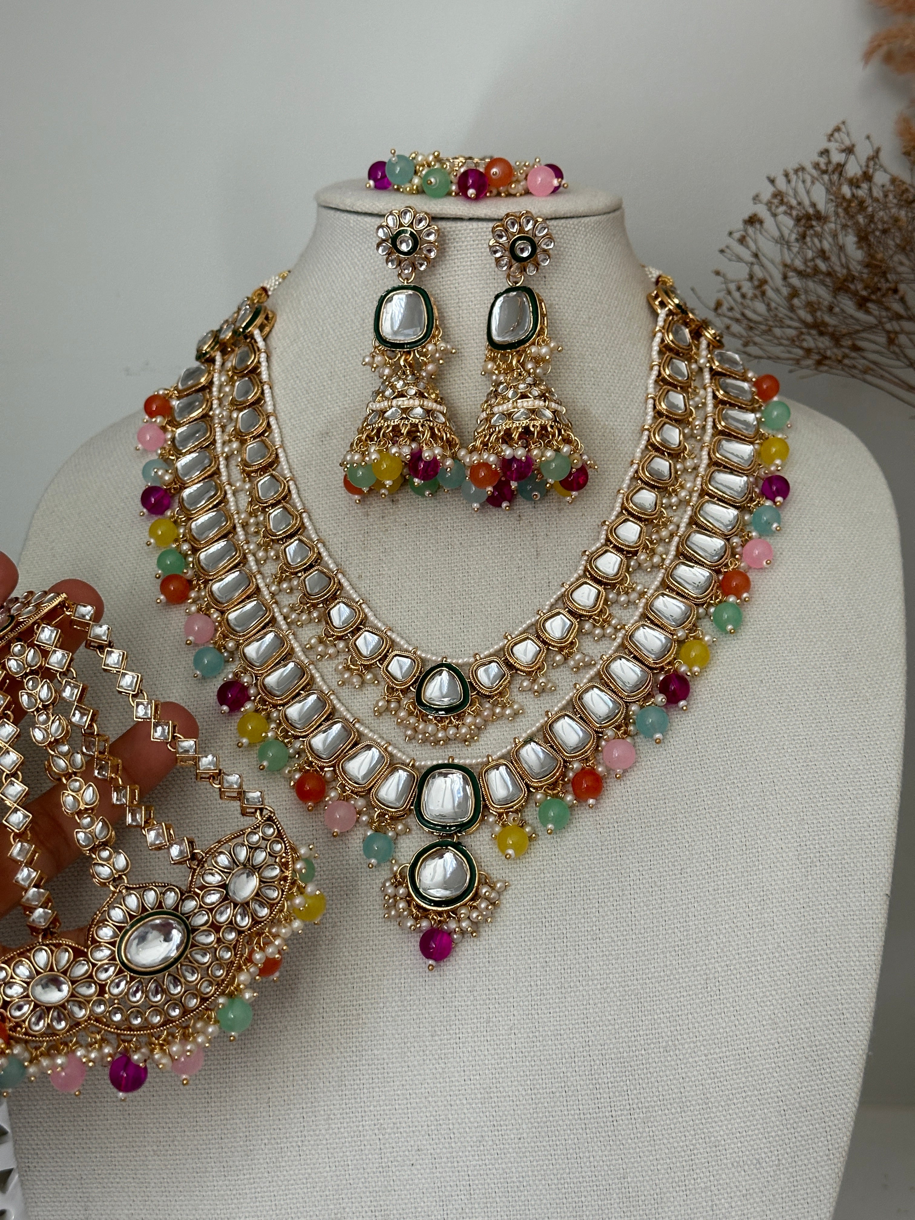 Multi Colour Uncut Kundan Rani Haar