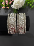 Silver Kundan Bangle Set