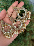 Pearl Polki Earrings Tikka Set