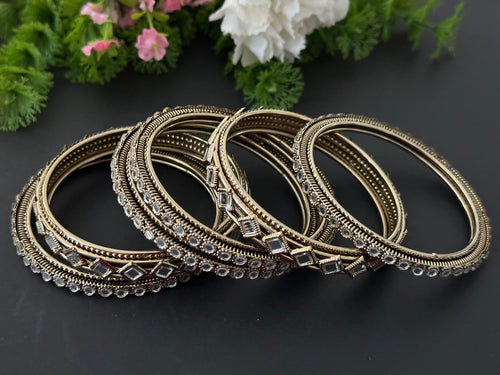 Antique Gold Mirror Bangle Set