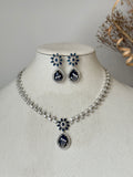 Navy Blue American Diamond Necklace Set