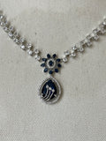 Navy Blue American Diamond Necklace Set