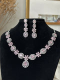 Pink American Diamond Necklace Set