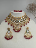 Semi Bridal Burgandy Uncut Kundan Choker Set