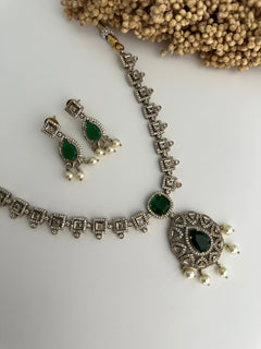 Emerald Victorian Diamond Necklace Set